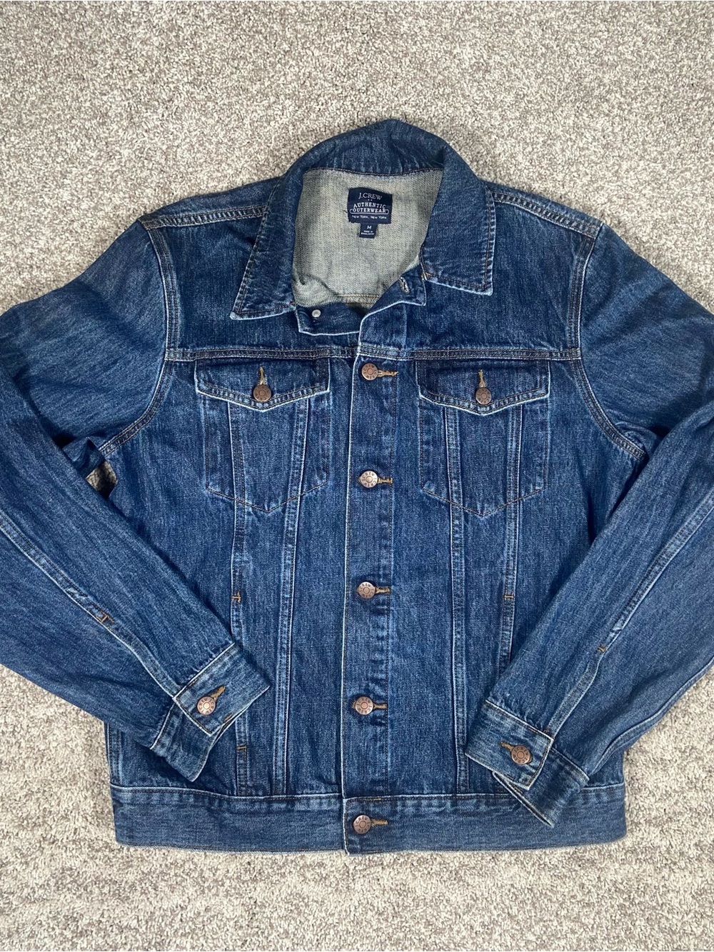 J. Crew Denim Trucker Jacket Men’s Medium Blue Authentic Outerwear Dark Wash